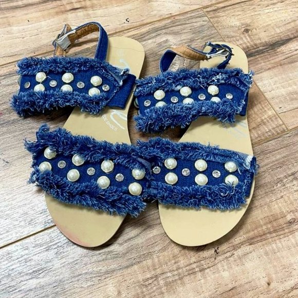 Denim and Pearl Summer Shoes - Picture 1 of 3